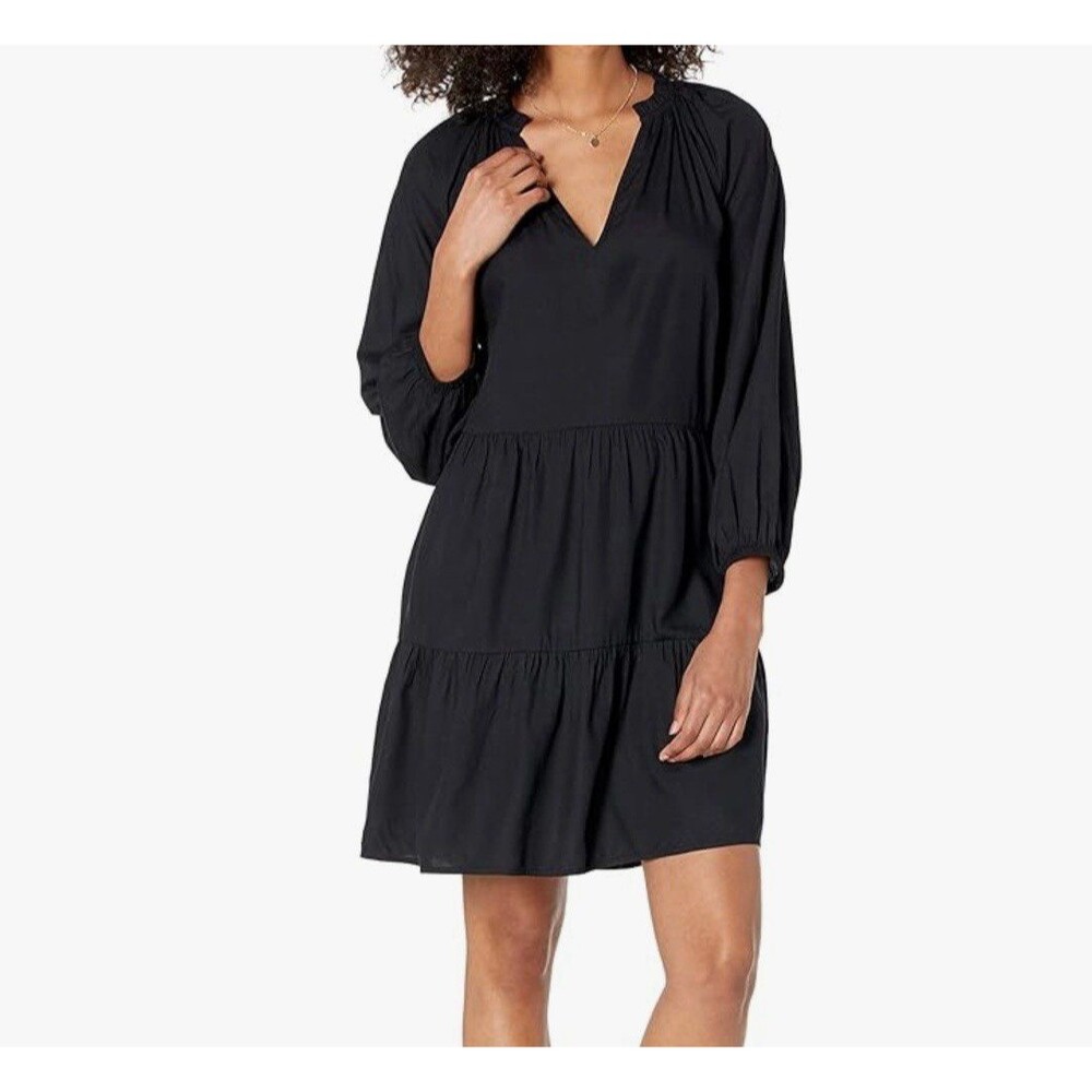 The Drop Caralynmirand Tiered Mini Dress Size L Black New With Tag